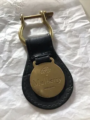 Beautiful Vintage Mulberry Key Fob Keyring Black Leather & Solid Brass • £47