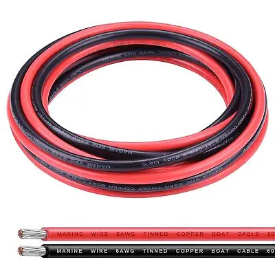 6 Gauge WireiGreely 10Ft Black And Red 6 AWG Tinned Copper Electrical Cable2 • $46.23