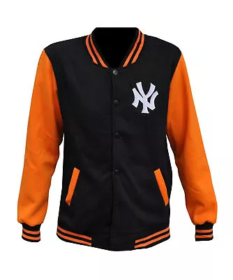 £24.99 • Buy NY Varsity Jacket Black And Orange New York Yankees Letterman College Style Coat