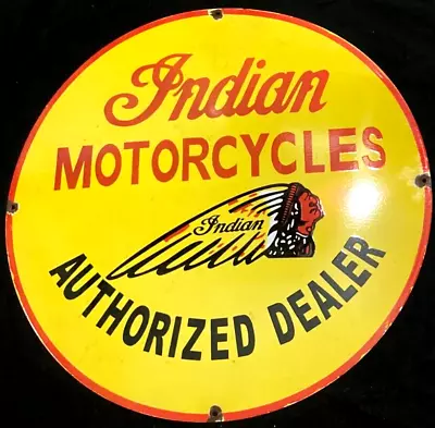 Vintage Art INDIAN MOTORCYCLES DEALER PORCELAIN ENAMEL SIGN Rare Advertising 30  • $199