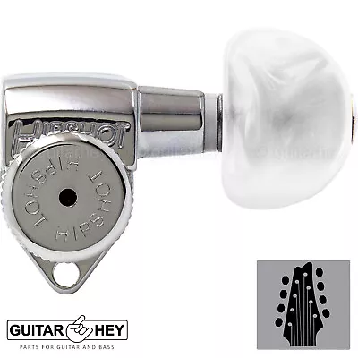 NEW Hipshot 8-String Grip-Lock LOCKING TUNERS Moon PEARL Buttons 4x4 Set CHROME • $129.95