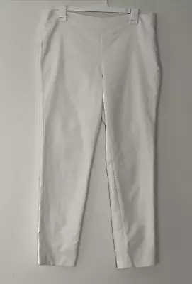 Vince Camuto White Pull On Side Zip Pants Sz 10 Skinny Fit Ankle Cotton Stretch • $17.95