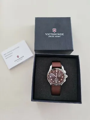 Unisex Watch Victorinox Chronograph Classic Brown Leather Water Resistant • $500