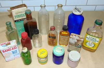 Lot Of Vintage Antique Medicine Cabinet Tins & Bottles Advertising • $25