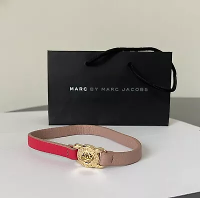 Marc By Marc Jacobs Choker Beige Pink Leather Gold Buckle Necklace In Bag • $12.87