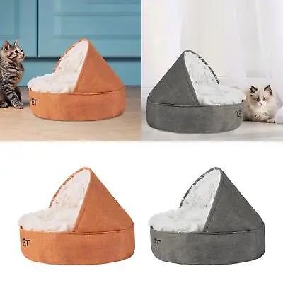 Cat Bed Cave Kennel With Hood Plush Bed For Pets Cat House Calming Pet Bed Cat • £25.97