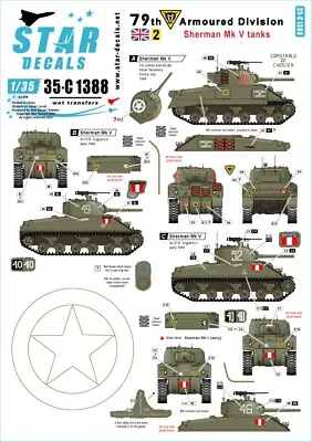 Star Decals 35-C1388 Sherman Mk V Tanks. British 79th Armoured Division 1/35 • £9.89