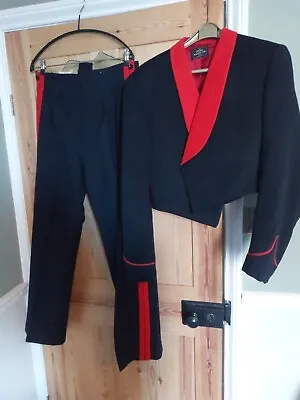 Military 1950's Guards Uniform Wool Black  Red 20  Pit To Pit Waist 32  Theatre • £25