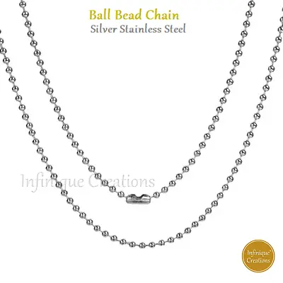 Stainless Steel Silver Ball Bead Chain Bracelet Necklace Men Women 1mm-5mm 7-38  • $8.59