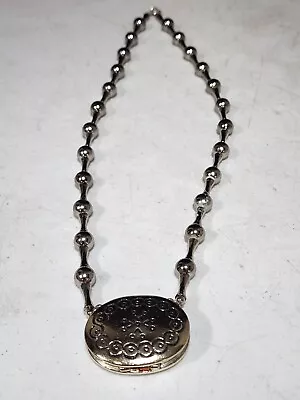 Vintage Silver Tone Estee Lauder Solid Perfume Southwestern Locket Necklace • $22.62