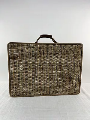VTG Hartmann Luggage 24x18x7 Brown Tweed Leather Trim Travel Case • $30