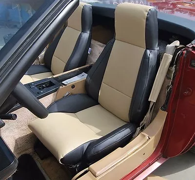 Chevy Corvette C4 Standard 1984-1993 Black/beige Leather-like Custom Seat Cover • $179