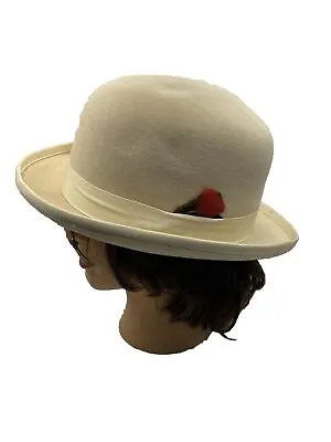 Vintage Mens Ivory Designer Collection Godfather 100% Wool Fedora Hat Medium • $16.50