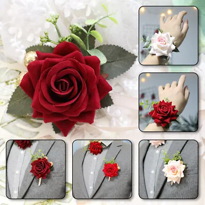 1X Bride Wrist Corsage Bracelet Bridesmaid Bride Hand Flowers Wedding Decoration • £2.27