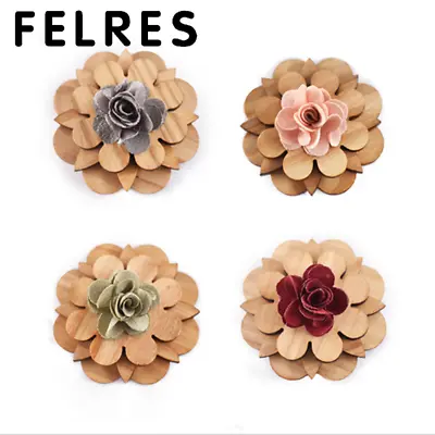  Handmade Men Women Wooden Flower Brooch Lapel Wedding Party Retro Boutonniere  • $4.09