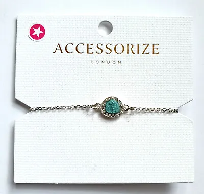 £3.99 • Buy  Accessorize, Silver Tone Turquoise & Crystal Style Bracelet
