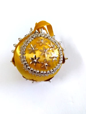 £10.87 • Buy Vintage Hand Beaded Satin Ball Christmas Ornament Christmas Ornaments