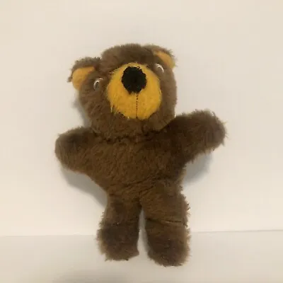Vintage Brown Teddy Bear Plush Googly Eyes Standing Black Felt Nose Small 7” Toy • $9.99