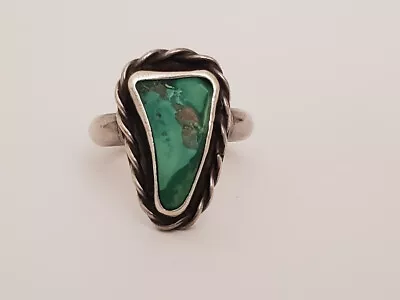 Old Vintage Native American? Sterling Silver With Turquoise Stone Ring - Size 7 • $42