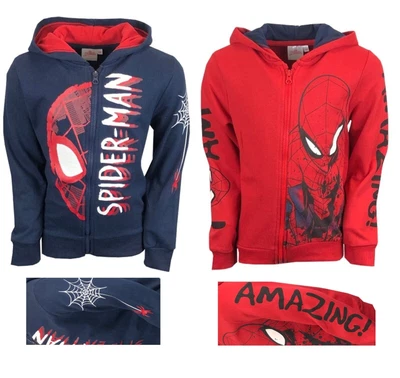 £8.99 • Buy Boys SPIDERMAN MARVEL Hoodie Kids Childrens  Hoody Jumper Zip Up Years Age 3-9