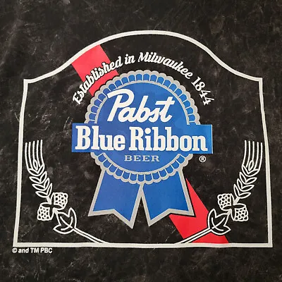 PBR Pabst Blue Ribbon SHIRT ADULT 2XL XXL BLACK BLEACH DYE BEER BREWING NWT • $18.98