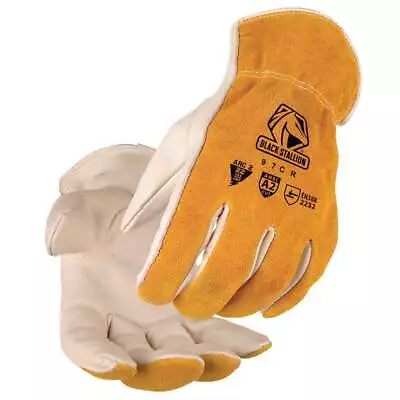$24.99 • Buy Black Stallion 97KCR Grain/Split Cowhide --  Sewn Driver's Gloves Large