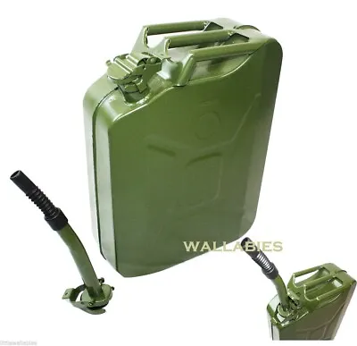 5 Gallon NATO Style 20L Green Jerry Can Oil Gasoline Gas Steel Tank W/ Spout • $53.99