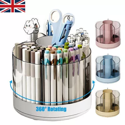 Rotating 360° Pen Holder Desk Tidy Organizer Pencil Pot Makeup Brush Storage Box • £8.88