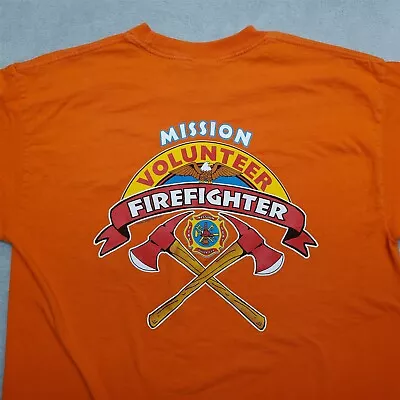 VTG Firefighter Shirt Men Large Orange Mission Montana Flathead Volunteer TEE • $16.99