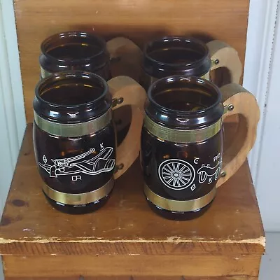Vintage Siesta Ware Mugs Lot Of 4 Western Theme Brown Glass 5  • $30.99