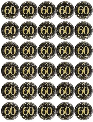 30 60th Birthday Black Gold Cupcake Toppers Edible Wafer Paper Fairy Cake Topper • £2.59