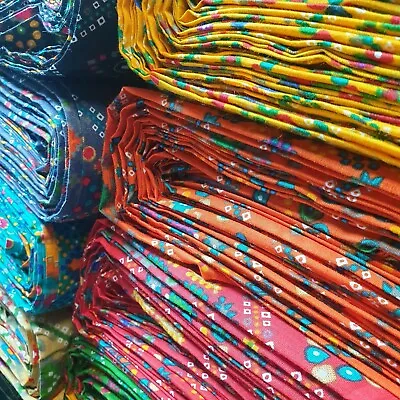 100% Cotton Lawn Rangoli Banjara Indian Batik Material Craft Dress Fabric 44  • £7.74
