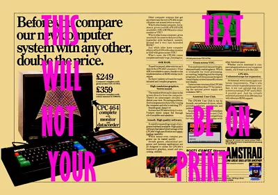 Amstrad CPC464 2-page Magazine Advert A3 Poster On 270gsm Ilford Galerie Paper • £19.95