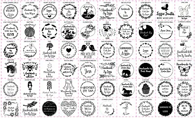 Personalised Handmade By Laser Rubber Stamps - 60 Designs - Multiple Square Size • £26.99