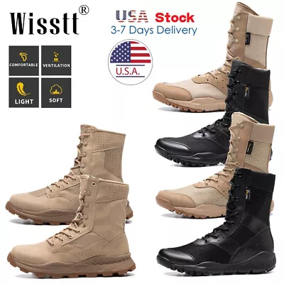 Mens Lace Up Army Desert Combat Shoes Hiking Military Tactical Work Boots Size • $36.99