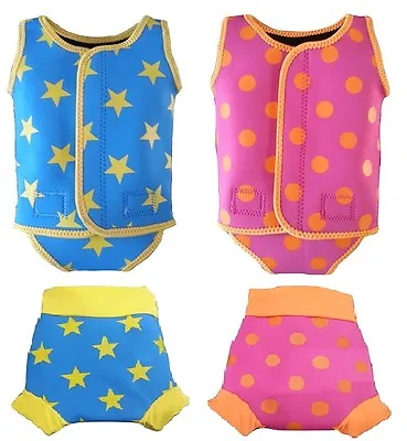 IndigoKids Baby Toddler Girl Boy Neoprene Swimwear Wetsuit Swim Suit & Nappy Set • £13.49