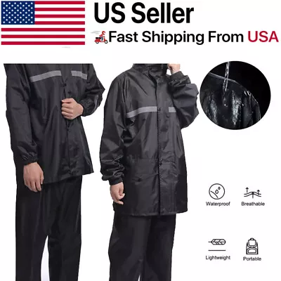 Rain Suit For Men Women Jackets Pant Gear Raincoat Waterproof Motorcycle Hivis • $22.79