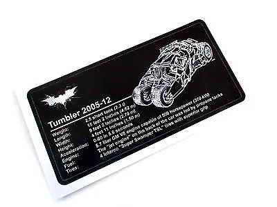 CUSTOM PLAQUE STICKER For BATMAN TUMBLER MODELS  TOYS  SET 76023 500459 ETC • $7.30