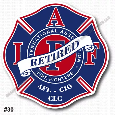 IAFF Firefighter HELMET Decal 2  RETIRED Sticker Cobalt Blue Red Laminated 0417 • $3.49