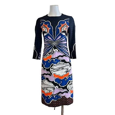 Mary Katrantzou Abstract Print Midi Dress Navy 4 US / 40 IT • $89.99