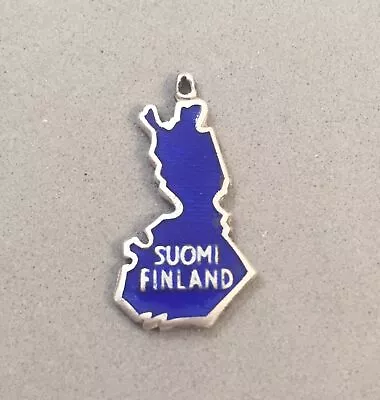 VINTAGE .925 Sterling Silver SUOMI FINLAND MAP CHARM Bracelet Enamel VT24 • $15