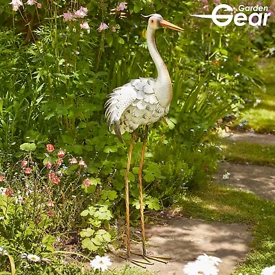 £23.99 • Buy Garden Gear Metal Heron Animal Ornament Outdoor Patio 87cm Bird Sculpture Decor