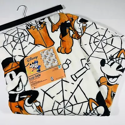Disney Mickey Minnie Mouse Halloween Throw Blanket 50”x70” Pumpkins Costumes NEW • $41.64