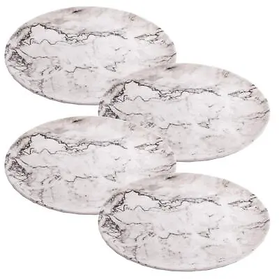 4 X Reusable Plastic Melamine Granite Pattern 8  Plate For Camping Picnic • £10.86