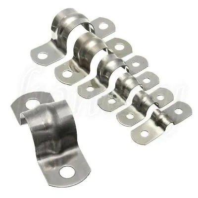 10Pcs Stainless Steel Plumbing Tube Saddle Pipe Clips Bracket  7 Sizes • £4.60