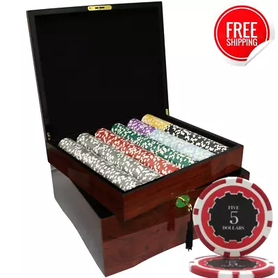 MRC POKER 750PCS 14G ECLIPSE POKER CHIPS SET With MAHOGANY CASE • $219.99