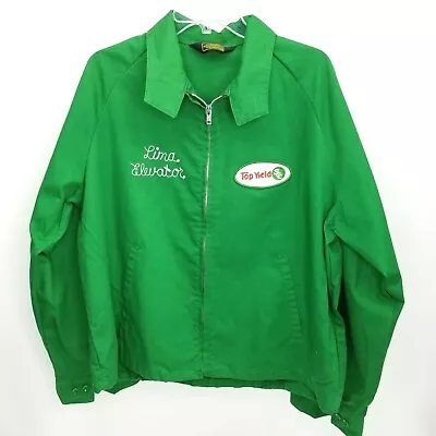 Vintage K Brand Lima Elevator Mens Jacket Size XL John Deere Green Farm Ohio OH • $177.11