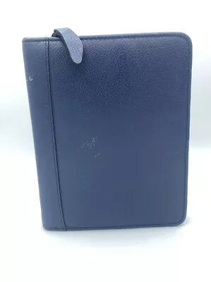 Vintage Blue Leather Franklin Quest Pre-Covey Compact Planner 6 Wide Ring USA • $30