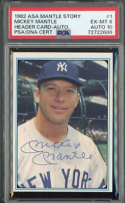 1982 ASA Mantle Story Mickey Mantle #1 Signed PSA DNA 6 EX-MINT AUTO 10 + Fresh! • $1495