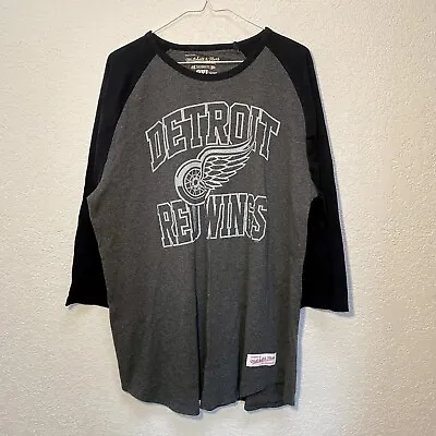 Detroit Red Wings Shirt Men’s 3XL Tailored Fit 3/4 Sleeve Reglan Mitchell & Ness • $19.95